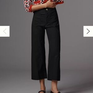 Anthropologie Maeve Black Cropped Wide-Leg Pants The Colette